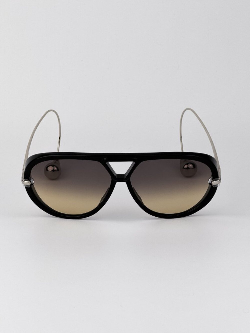 Bottega Veneta BV1273S 010 Sunglasses Black Silver Oversize Pilot Brown Gradient - Picture 6 of 9